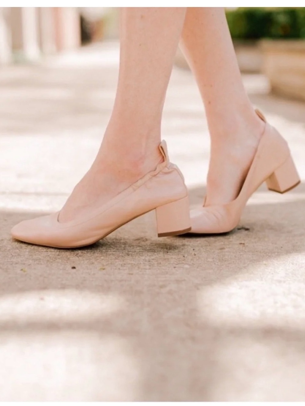Italian Leather “Day Heel” Nude Block Heel Pump Women’s Size 9.5 EUC